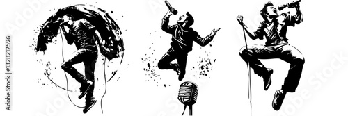 Silhouette of a Singer Holding Microphone: Iconic Music Performance