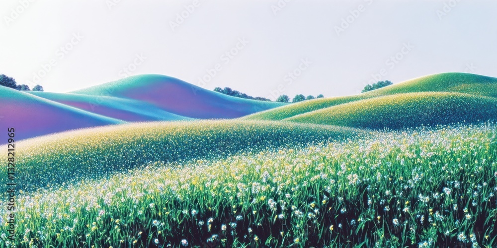 Fototapeta premium Meadow landscape scenery flowers.