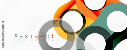 Abstract composition with intertwined circular and tubular forms creating fluid structure with gradients, depth, and sharp contrasts
