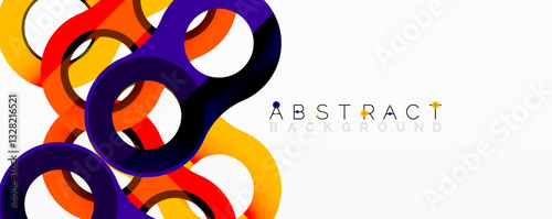 Abstract composition with intertwined circular and tubular forms creating fluid structure with gradients, depth, and sharp contrasts