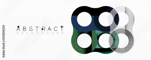 Abstract geometric pattern with interlocking circular and tubular shapes featuring smooth gradients, sharp contrasts, and dynamic layering