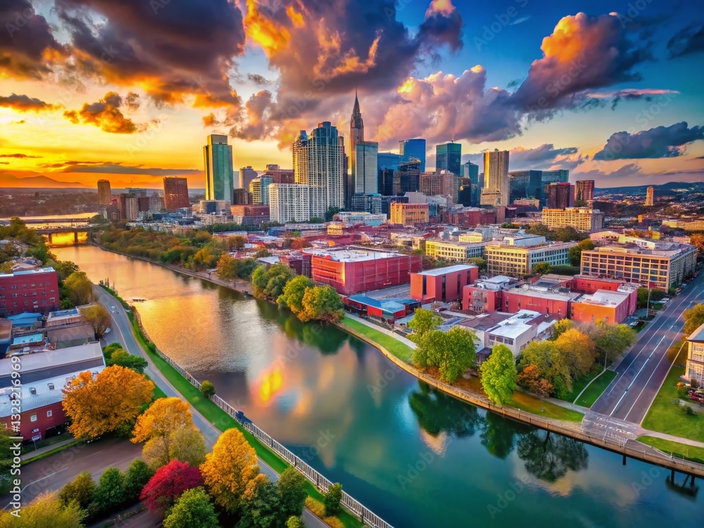 Nashville Aerial Hyperlapse: East Bank Industrial to Arts District Riverfront