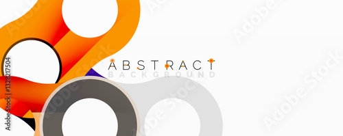 Abstract circle element composition with overlapping circular and tubular shapes featuring smooth gradients, transparency effects, and dynamic layering