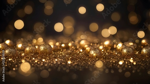 Golden Bokeh Light Particles Background