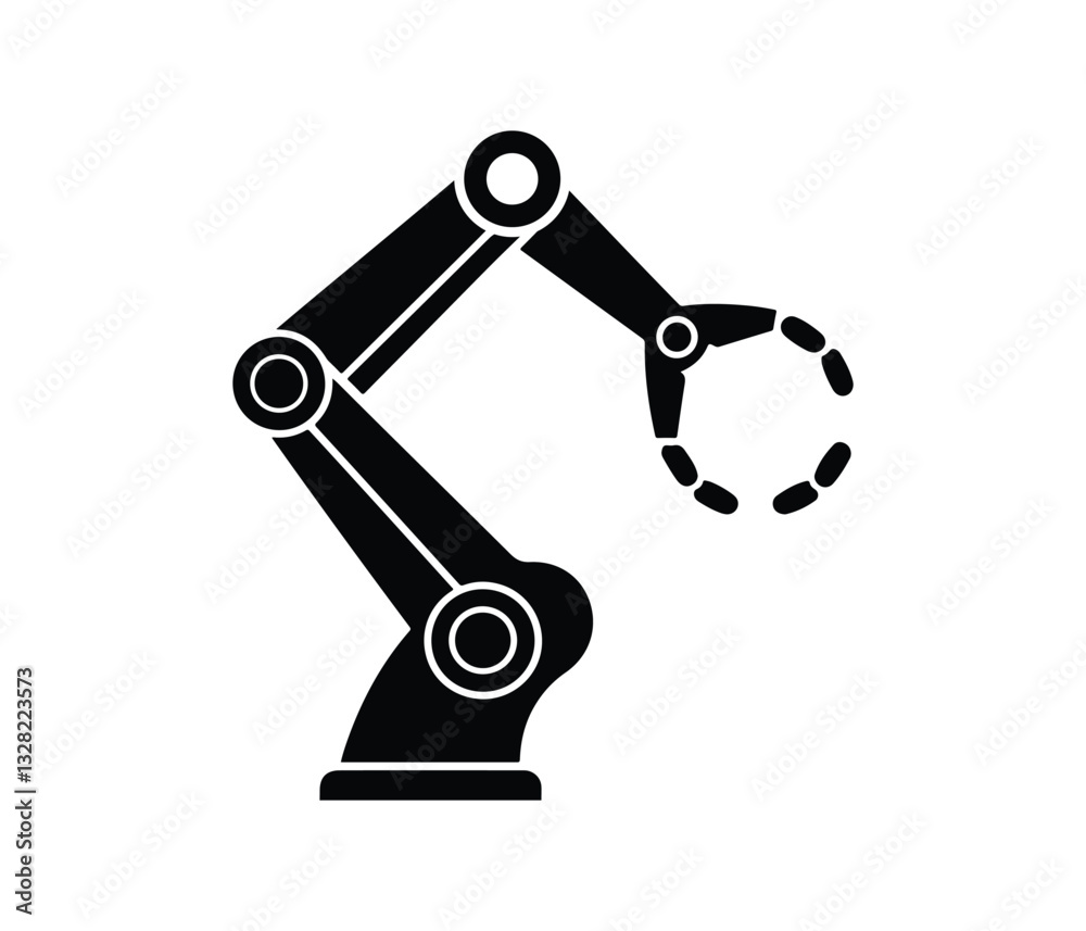 Vector illustration of a robotic arm with a gripper. robotic arm icon isolated in white and black. Robotic arm icon vector. Trendy flat robotic arm icon from industry collection. Robotic icon outline. Vector illustration of a robotic arm with a gripper. robotic arm icon isolated in white and black. Robotic arm icon vector. Trendy flat robotic arm icon from industry collection. Robotic icon outline.