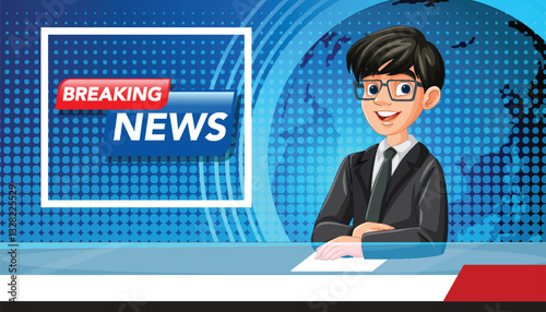 Animated News Anchor Illustration