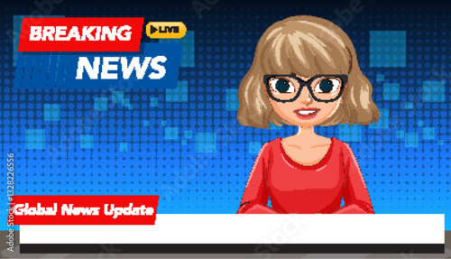 Animated News Anchor Illustration
