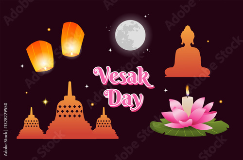 Happy vesak day element design collection