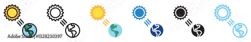 Sunspot Activity multi style, mini illustration icon set. outline, flat, glyph, line color, UI, UX, app and web, digital or print. vector EPS 10 related to education, technology, space and galaxy.