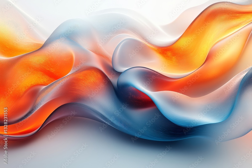 custom made wallpaper toronto digitalAbstract background with colorful curves in blue and orange, light gray gradient, blurred effect, smooth lines, dynamic composition, futuristic style.