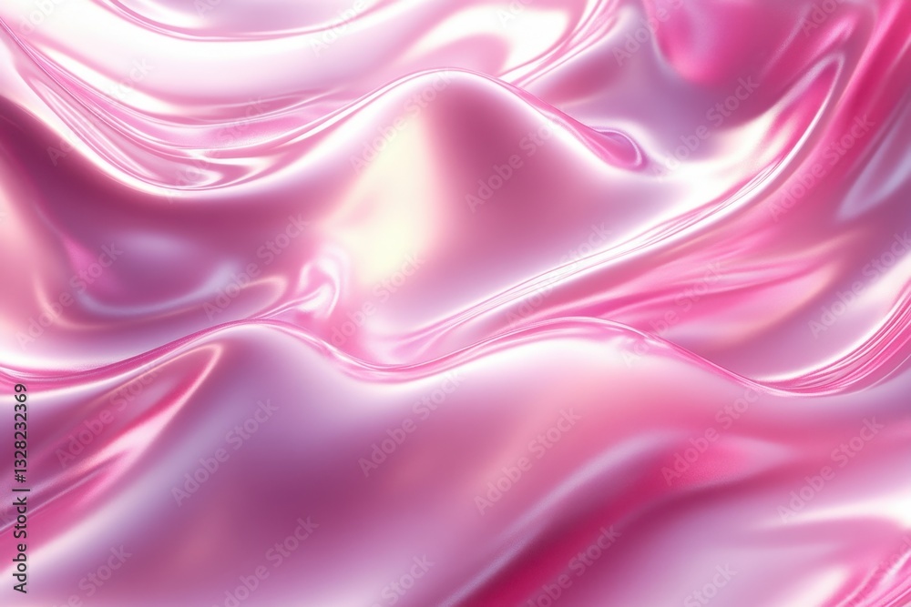 Fototapeta premium Pink iridescent liquid flows smoothly. Perfect for beauty, cosmetics, or luxury product backgrounds.