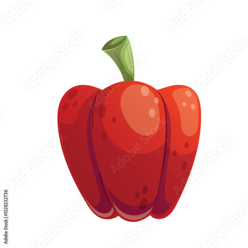This illustration of a vibrant red bell pepper is ideal for use in recipes, food blogs, and culinary design