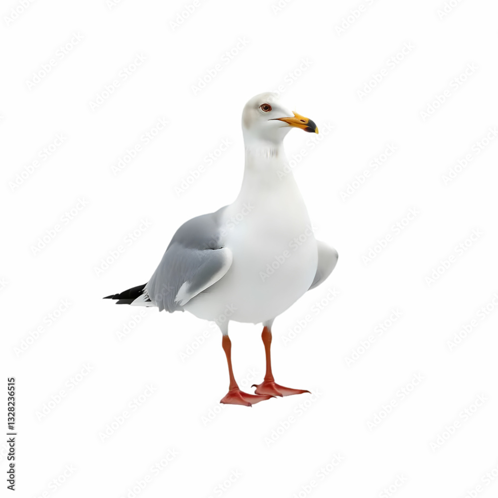 Fototapeta premium a Kelp gull during the day isolated on white background