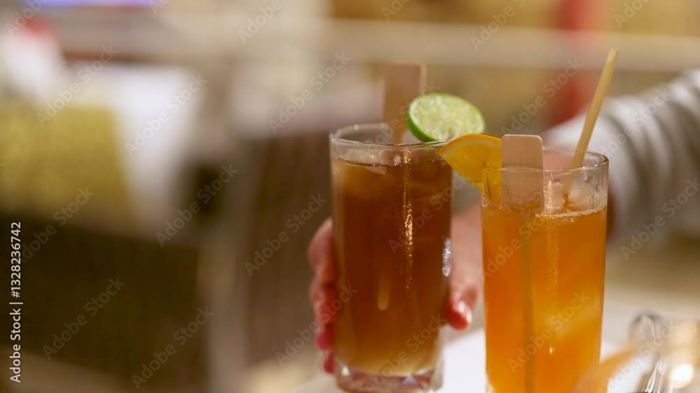 Refreshing Cocktails Served in Slow Motion Refreshing Cocktails Served in Slow Motion