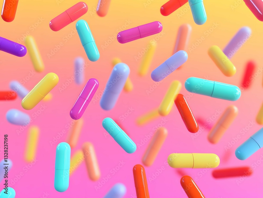 Numerous Various Pills Dropping from Above Stock Image, Pill Stock Image, Generative AI Numerous Various Pills Dropping from Above Stock Image, Pill Stock Image, Generative AI