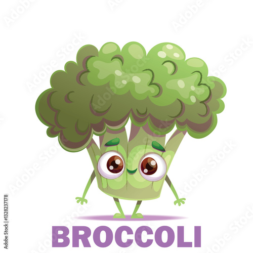 A delightful and cheerful cartoon broccoli character that joyfully promotes healthy eating habits and lifestyle choices