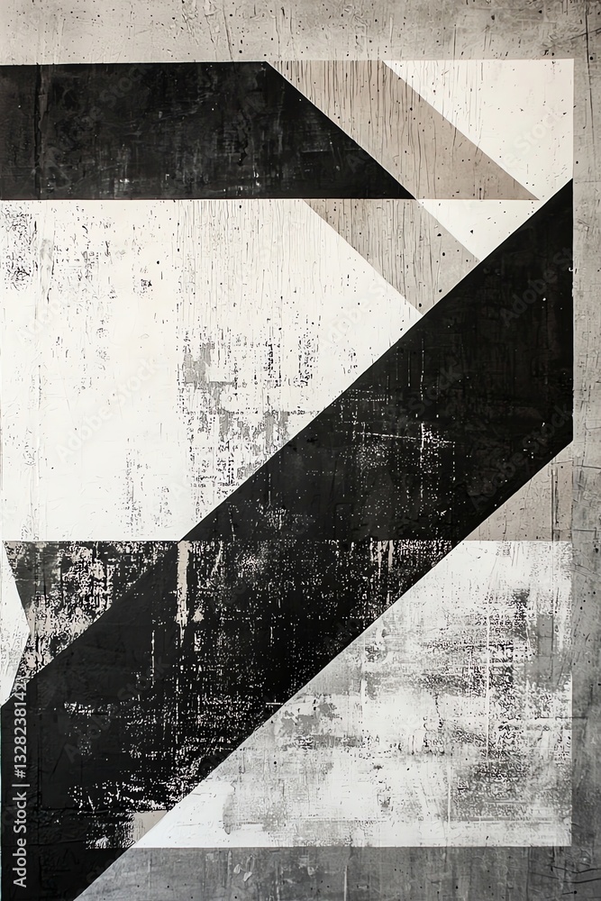 Abstract Geometric Artwork with Black White and Gray Textured Background Abstract Geometric Artwork with Black White and Gray Textured Background