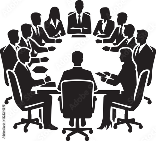 business people meeting illustration, business people meeting logo design, people vector icon, rhino silhouette vector, business people meeting silhouette vector black and white