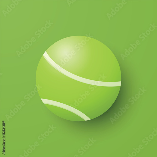 Vector 3d Tennis Ball Icon is on the Green Background Closeup. Tennis Ball Design Template, Sports Concepts, Competition Promotions, Advertisements, Graphics for a Tennis Event. Sports Background