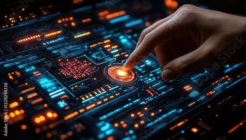 Futuristic User Interface Interaction with Colorful Digital Background Design