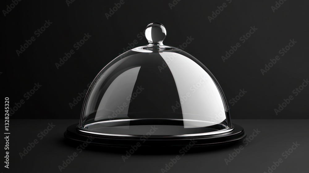 Obraz premium Glass cloche on dark background, food cover, empty