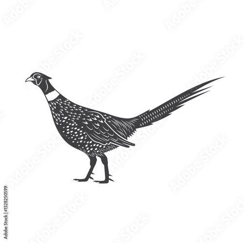 drawing of pheasant bird, vector art.