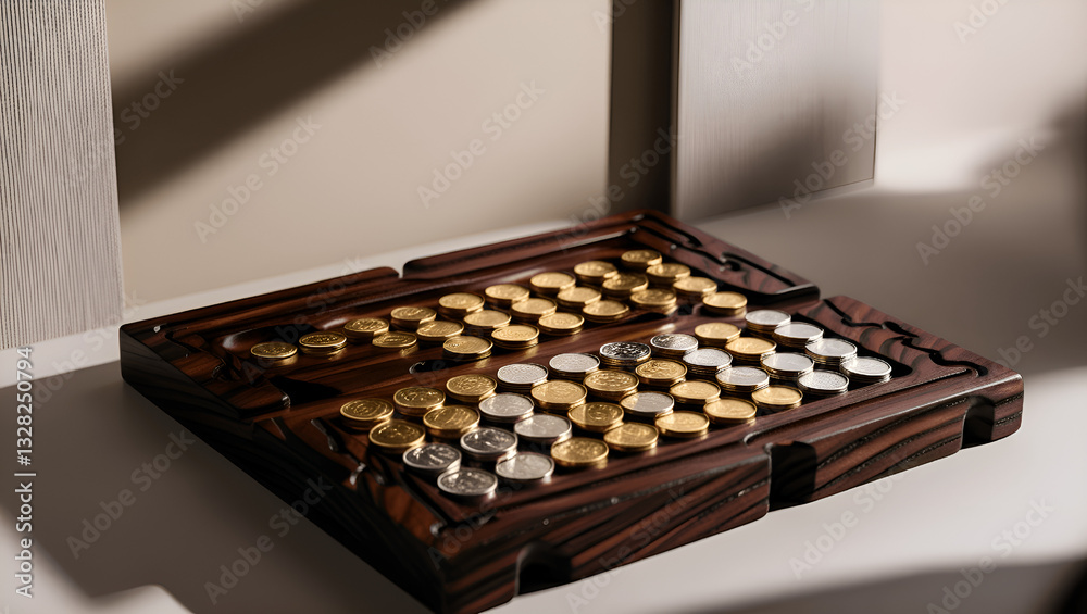 Coins Fitting into a Puzzle Board,save money Coins Fitting into a Puzzle Board,save money