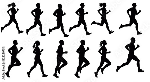 Wallpaper Mural Run, set of running people, vector silhouettes. Group of men and women runners ,isolated on transparent background

 Torontodigital.ca