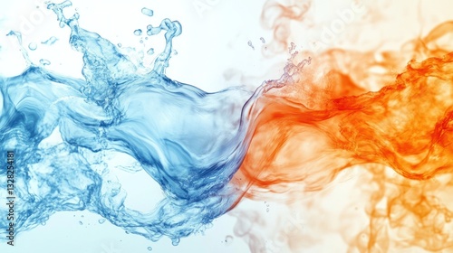 Abstract image of blue water and orange fire flowing together, creating a dynamic contrast.