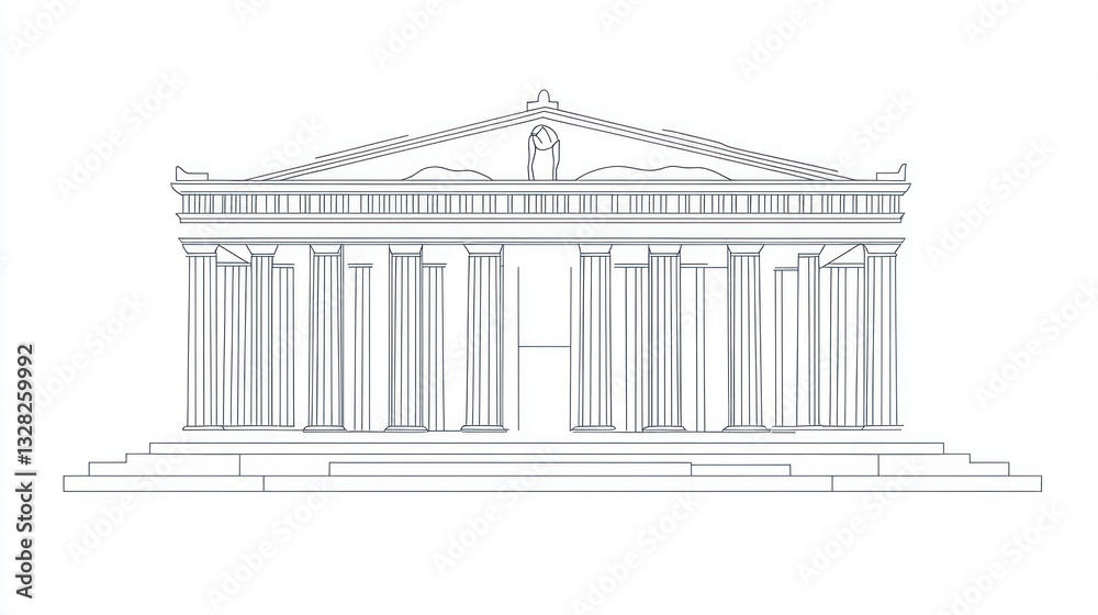 Obraz premium Ancient Greek temple outline drawing