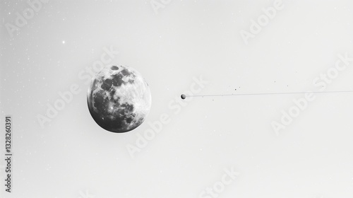 A simple yet striking image of a waning gibbous moon accompanied by a few distant stars, isolated on a clean white background with soft lighting.