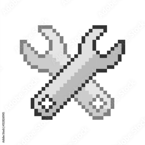 Pixel art of a pair of wrenches. Repair and service logo. Maintenance icon.