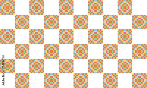 pink, blue, green, yellow, and orange color block arrange in diamond patchwork repeat seamless style design for fabric print or t-shirt paint or backdrop wall checkereboard