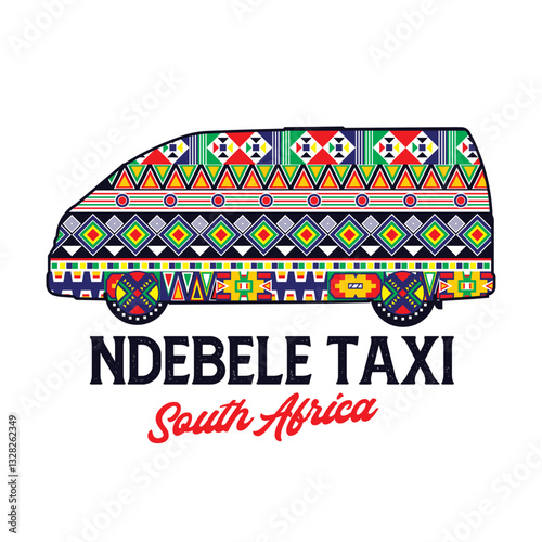 South Africa Taxi with Ndebele pattern design