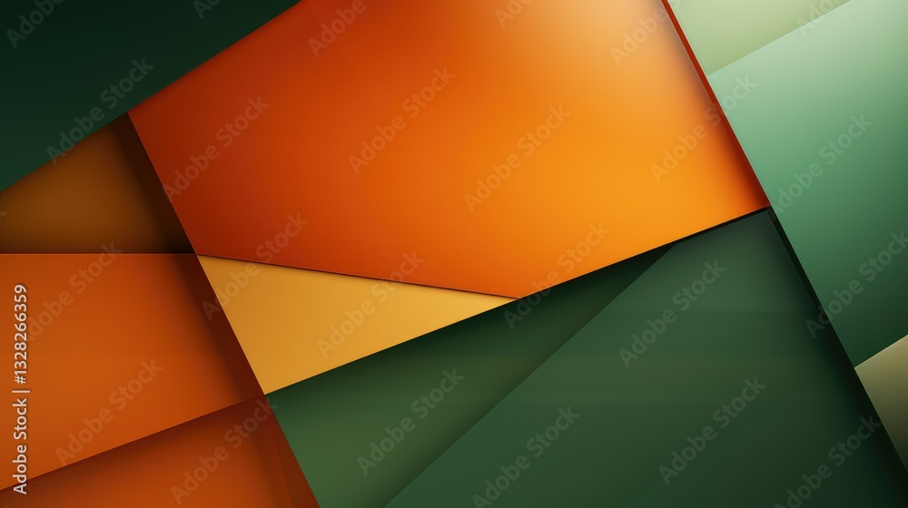 Fototapeta premium geometric abstract green and orange background