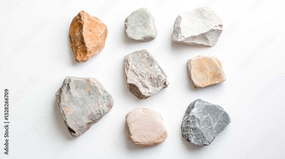 decorative stones creatively arranged on pristine white background with generous copy space around them decorative stones creatively arranged on pristine white background with generous copy space around them