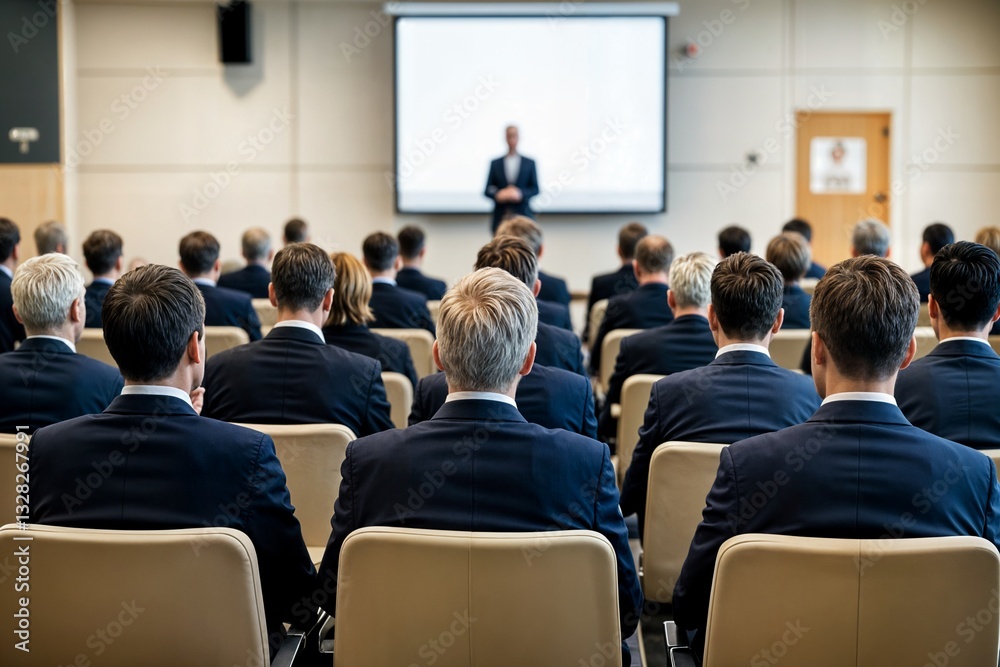 Fototapeta premium Business meeting corporate conference seminar professional presentation team audience speaker room teamwork success strategy development executive leadership reunión negocios conferencia corporativa