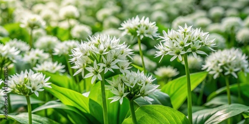 Allium ursinum bunch, dense foliage green, wild onion, wild garlic,  wild onion,wild garlic
