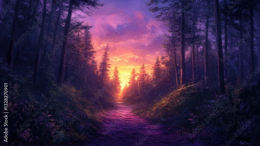 Obraz premium sky painted in hues of pink, orange, and deep violet.