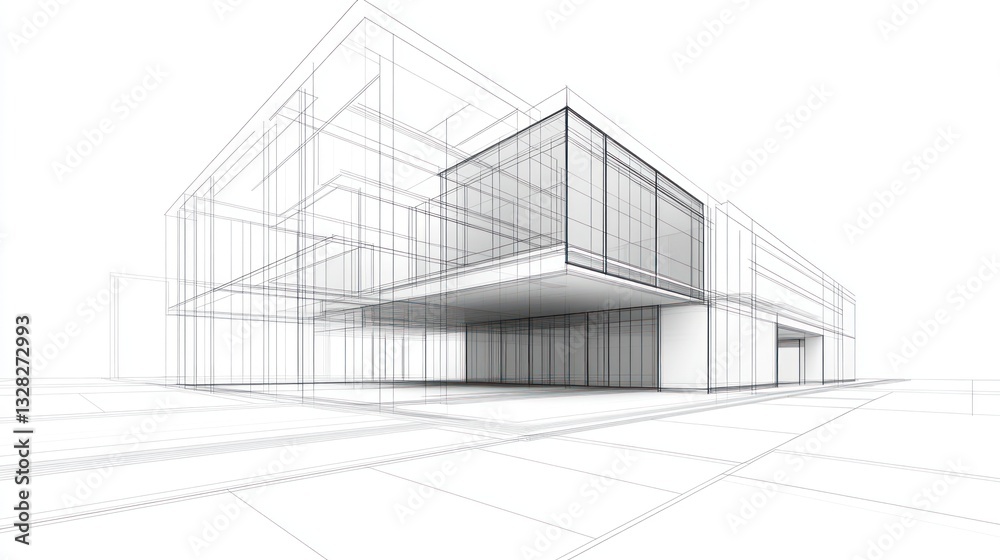 Architectural drawing of a modern building (1) Architectural drawing of a modern building (1)