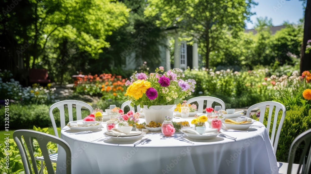 Fototapeta premium garden white table