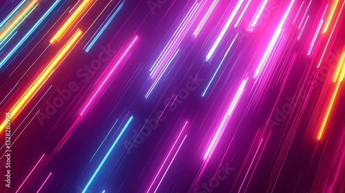 Bright neon lines of various colors create a vibrant pattern
