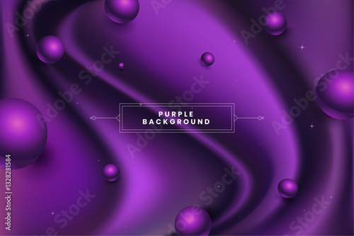 Abstract purple background featuring spheres and stars, great for graphic design projects, website backgrounds, and digital art creations