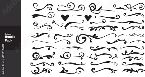 Elegant Vector Swirls & Flourishes: Decorative Divider Bundle Pack for Graphic Design, Invitations, and Vintage Style Projects