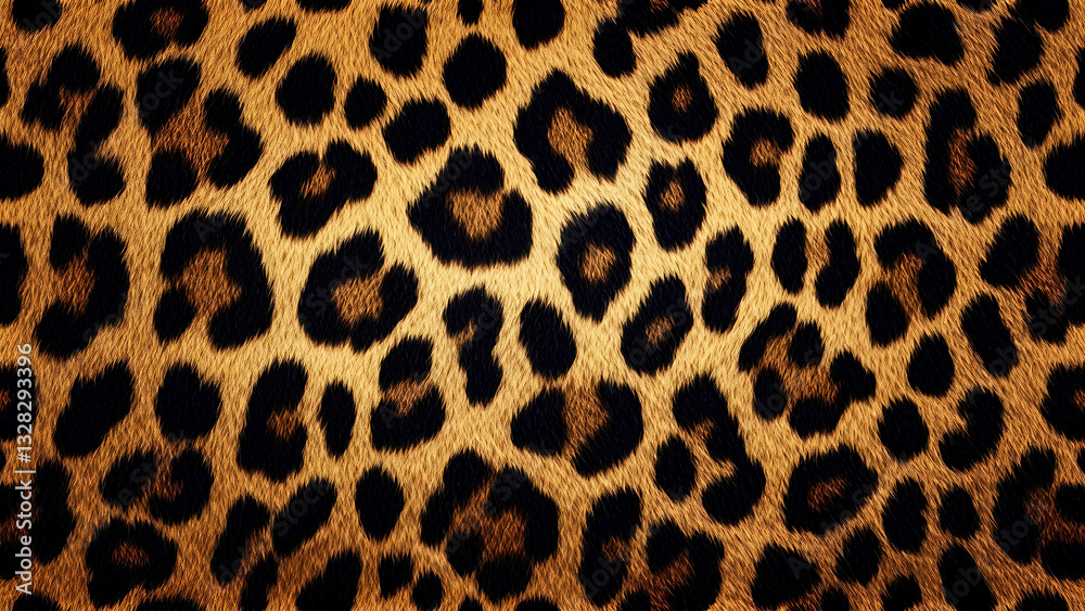 A seamless pattern of hyper-realistic leopard spots in warm golden brown, black, and tan shades, with a soft, furry texture A seamless pattern of hyper-realistic leopard spots in warm golden brown, black, and tan shades, with a soft, furry texture