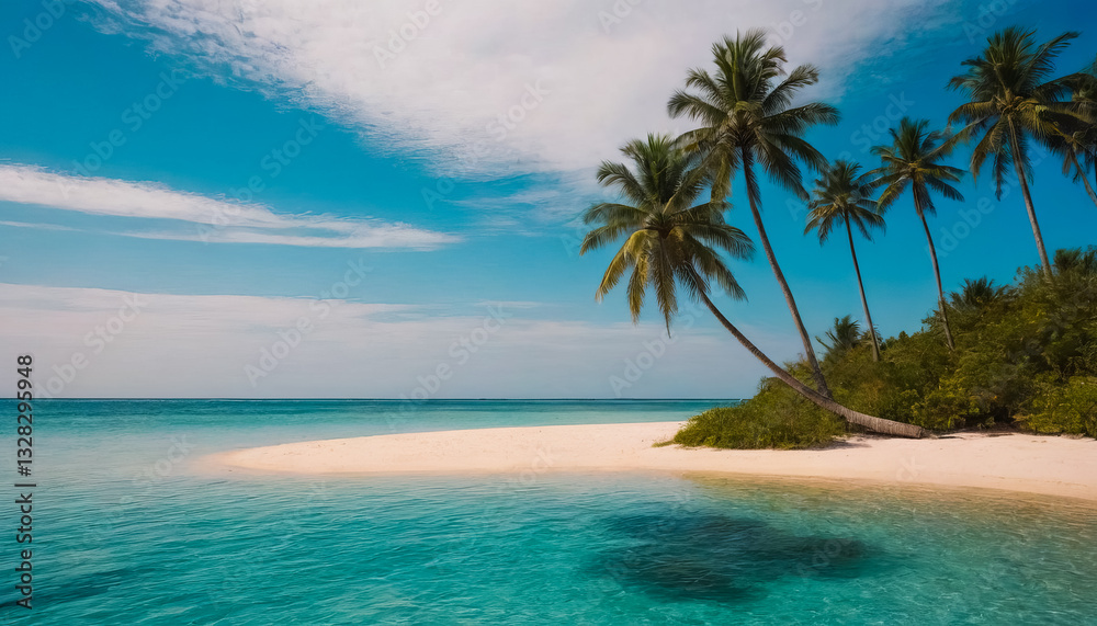 Palm trees on the sandy beach of a beautiful bay. Palm trees on the sandy beach of a beautiful bay.