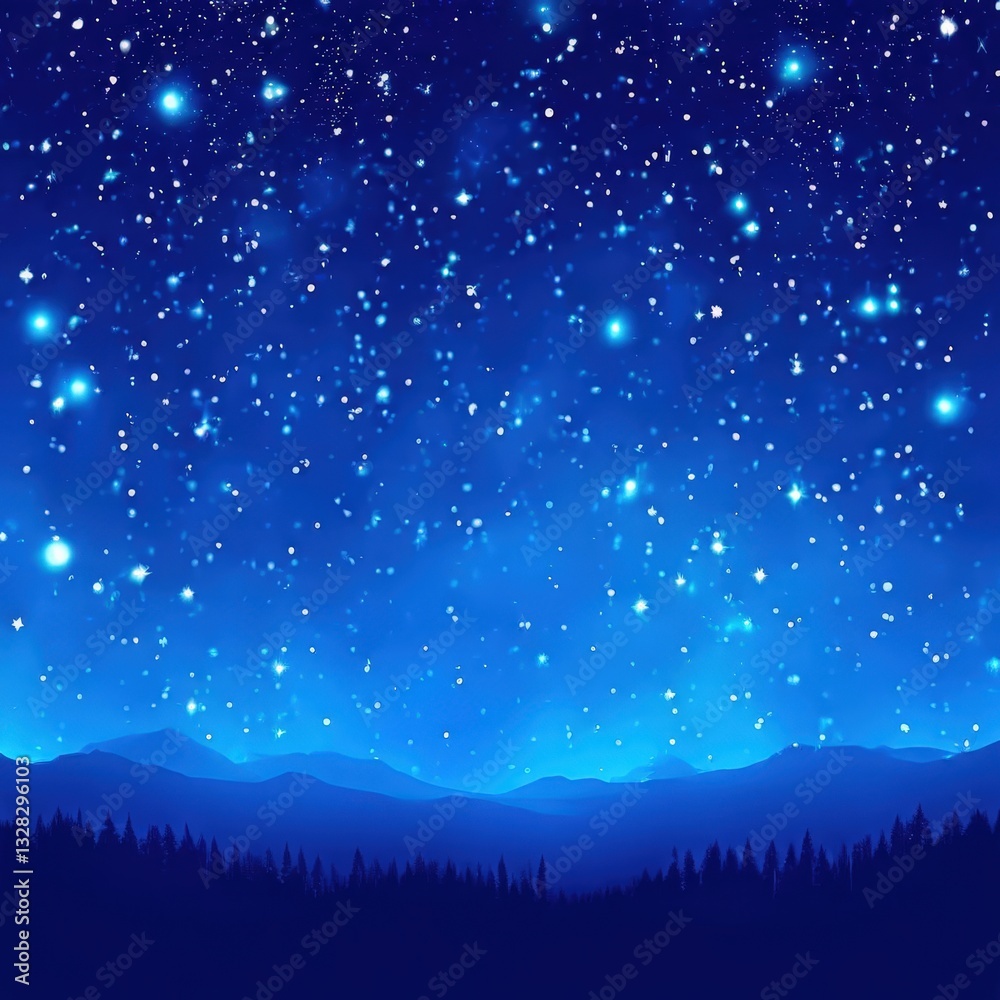 Naklejka premium an AI Image Generator, Starry Night Sky Above a Scenic Forest and Mountain