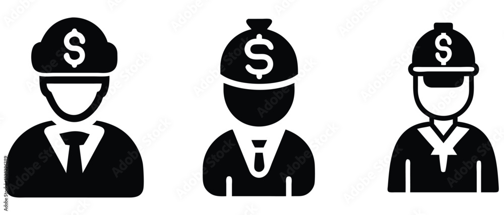 Business and Finance Worker Icons – Money Concept Vector Set Business and Finance Worker Icons – Money Concept Vector Set