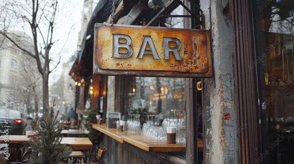 Evening gathering at a cozy bar urban street photography calm atmosphere eye-level view social experience Evening gathering at a cozy bar urban street photography calm atmosphere eye-level view social experience