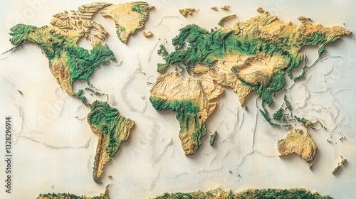 Detailed world map, 3D relief (1)